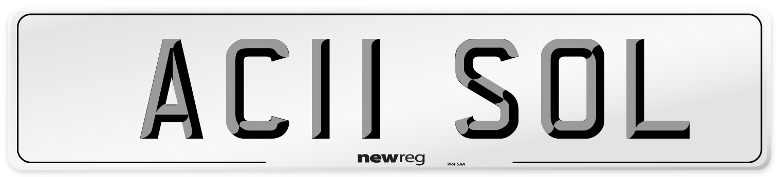 AC11 SOL Number Plate from New Reg